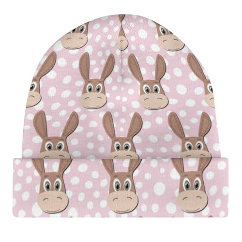 Cute Donkey Animal Pattern Kids Beanie Hat for for Girls Boys Children Cap Winter Knitted Chemo Cancer Headwear Accessories Gifts Decoration Black4