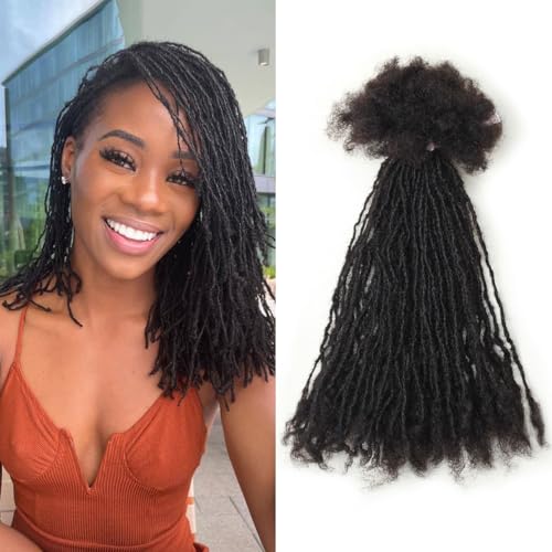 Siphis Micro Locs Extesnions Human Hair 0.2cm Thickness Sisterlocks Extensions Curly Tips, Full Handmade Interlocking Dreadlock Extensions Natural Looking Soft Locs (1B, 12 Inch 30 Strands)