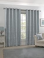 Emma Barclay – Fully Lined Curtains for Bedroom Living Room Jacquard Eyelet Two Panel Damask Curtains Eden Collection (90” x 90” Inch)(Duck)