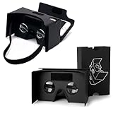 Multiple Complete Set of Google Cardboard V2 Version 2.0 (Latest 3rd Gen) Virtual Reality 3D VR Box - for All iPhone & Android Phone - Elastic Head Strap, Nose/Forehead pad & Sucker (2Pack, Black)