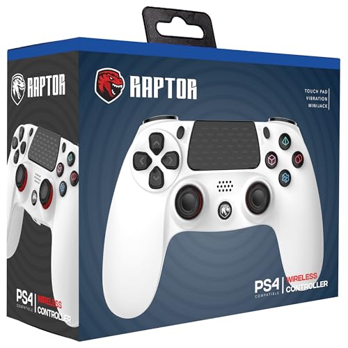 Gamepad inalámbrico ergonómico con doble vibración y panel táctil blanco 5