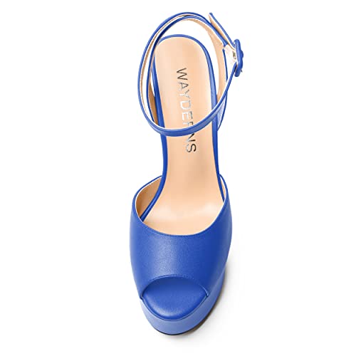 WAYDERNS Womens Dress Ankle Strap Solid Peep Toe Evening Platform Matte Buckle Stiletto High Heel Pumps Shoes 6 Inch3