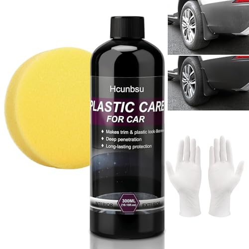 Kunststoffpflege Auto 300ml, Gummipflege Auto, Kunstoffpflegemittel Auto für Motorrad LKW, Cockpit-Pflege Intensive Farbauffrischung, Schonende Kunststoffpflege Aussen & Innen, Kunststoff Politur