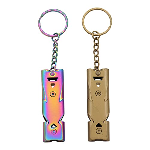 Real Sic Steel Emergency Whistle Keychain - Loud Portable Safety Whistle For Emergency, Survival, Life Saving, Hiking, Festivals, Camping, And Pet Training (Double Tube Whistle) #TOP2