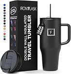 1.2L Insulated Tumbler with Straw Lid and Handle - Cold 20hrs & Hot 5hrs Drinks - Double-Walled Stainless Steel Leakproof Travel Mug - Cupholder Friendly Thermal Cup Coffee Flask