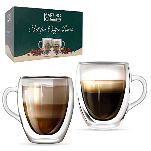 Double Wall Glass Coffee Mugs - Glass Cups With Handle - Insulated Coffee Cups - Clear Coffee Mugs Set Of 2 - Glass Cups Set 11 Oz Designed In The Usa #TOP1