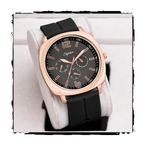 Image of styledose Minimalist dial Softest Adjustable Silicon Belt Quartz Analog Date Display Wrist Watch for Men