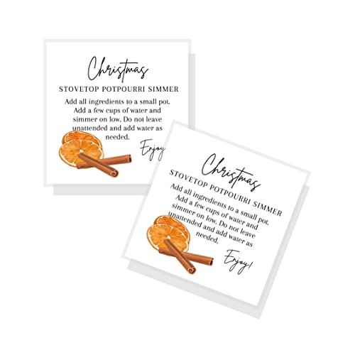 Christmas Stovetop Potpourri Simmer Instruction Cards | 30 Pack | 2.5 x 2.5