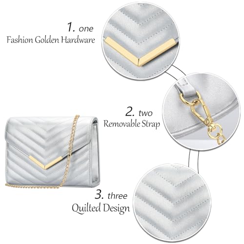 Image of KKXIU Women Formal Vegan Leather Evening Envelope Clutch Purses and Handbags for Party Wedding Prom Bridal