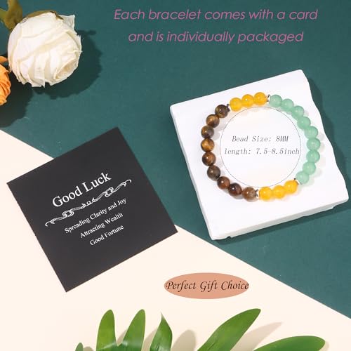 Jewdreamer 9PCS 8mm Healing Crystal Bracelet for Women Spiritual Crystals Beaded Bracelets Protection Good Luck Love Friendship Anxiety Stone Healing Bracelet with Message Card Jewelry Gifts4