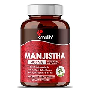 Manjistha 5000mg Strength Per Capsule – 90 Veg Capsules – Supreme Manjistha Root Extract – Rubia Cordifolia