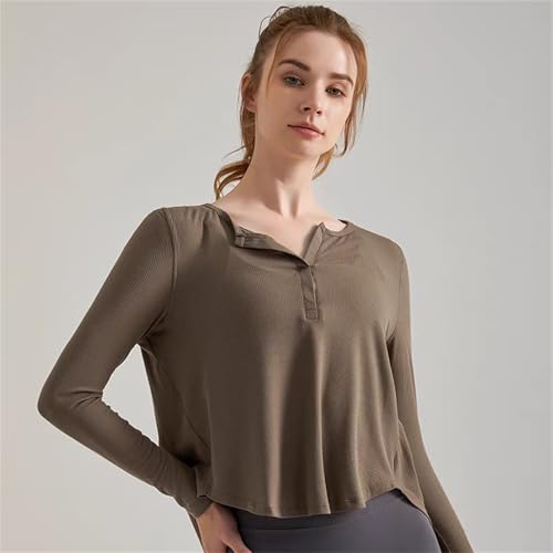 Long Sleeve Workout Shirts for Women V Neck Elastic Oversize Pullover Yoga Gym Tops Quick Dry Hiking Athletic Running Shirts2