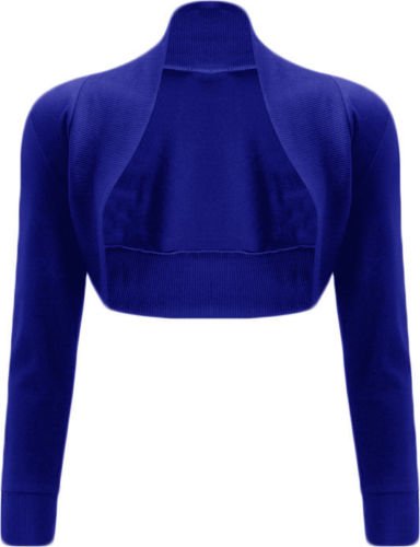 Bolero de mujer de manga larga y torera de punto azul talla S a XXXL