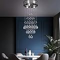 Chandeliers for Dining Room Foyer Lighting Fixtures Pendant Lights Flush Mount Chandelier Crystal Raindrop LED Ceiling Light Fixture for Foyer, Kitchen, Staircase and Entryway -3 LED Bulbs