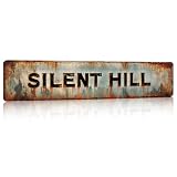 Vintage Rustic 'SILENT HILL' Aluminum Street Sign - 4x16in Retro Horror Movie Wall Decor for Man Cave, Game Room & Home