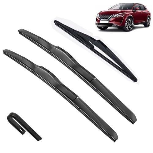 Juego de escobillas limpiaparabrisas Delanteras y traseras para Nissan Qashqai J12 2021-2024, escobillas para Parabrisas y Ventana de 26 + 17 + 12