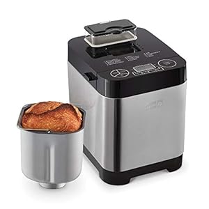 Dash Everyday Stainless Steel Bread Maker, Up to 1.5lb Loaf, Programmable, 12 Settings + Gluten Free & Automatic Filling Dispenser – Black