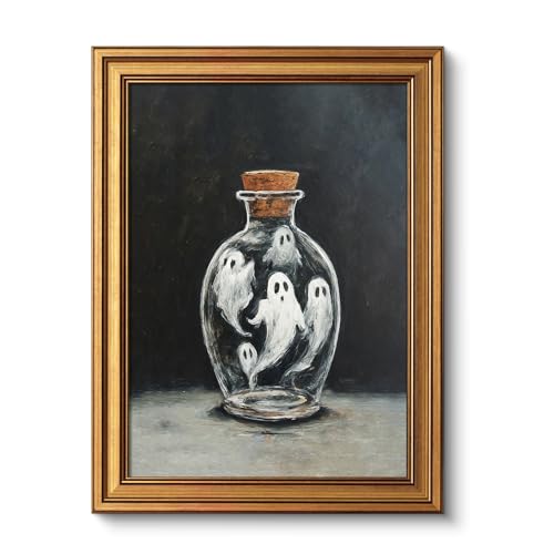 VIYYIEA Vintage Gold Framed Wall Art for Living Room, Ghosts Canv...