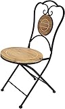 Dekoleidenschaft Gartenstuhl aus Metall schwarz & Holz braun im Antik Design, Metallstuhl für Garten und Balkon, Klappstuhl, Balkonstuhl