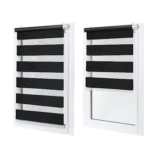 Doppelrollo ohne Bohren – Sichtschutz und Sonnenschutz, Klemmfix – Schwarz, 35 cm breit (Stoffbreite) x 150 cm hoch (Fensterhöhe) – Duo Rollo für Fenster/Tür, lichtdurchlässig/verdunkelnd