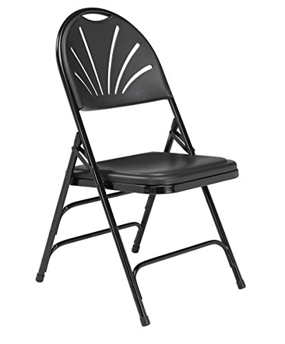 National Public Seating Plastic Portable Folding Chairs 1100 Series Premium Lightweight Foldable Chairs for Indoor & Outdoor, Set of 4 – Comfortable, Durable, Institutional-Grade, Black