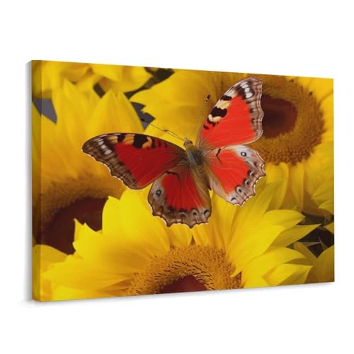 Toile imprimee tournesols de qualite superieure avec cadre elegant 40 x 30 cm