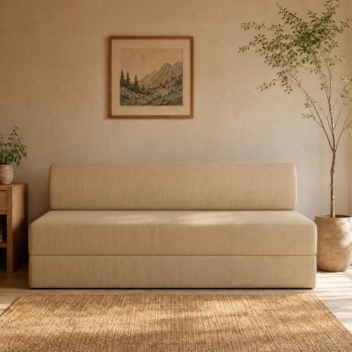Image of Kurlon Sofa Cum Bed | 3 Seater 75x60x7 Inch - Folds into a Queen Bed | 3-in-1 Sofa, Lounger & Bed | Foldable Sofa Bed | High Resilience Foam Medium Firm | Washable Zip Cover | 3 Years Warranty