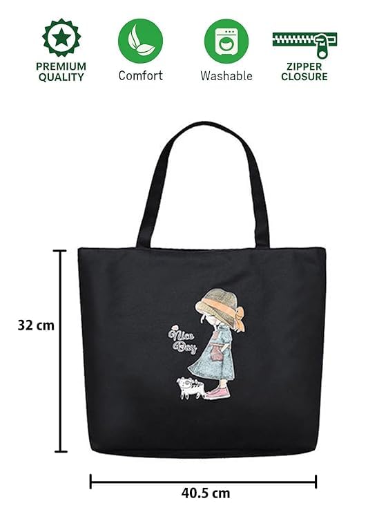 K2P Classic Tote Bags For Women Girls Canvas Handbag Zipper Large Capacity Fashion Bag For College Office 4