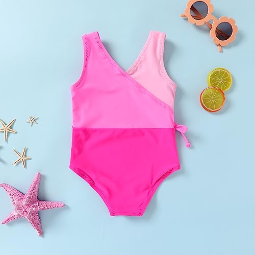 Younger Tree Toddler Girl One Piece Swimsuit Color Block Stripe Swimwear Summer Beach Bathing Suit 12M-5T  thumb #1