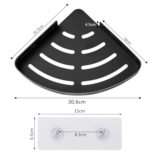 Miniatura 4 de Gricol Estante Ducha Sin Taladro Esquina Estanteria Baño Con 4 Ganchos Metal Estantería Ducha Organizador Ducha 2 Piezas Negro