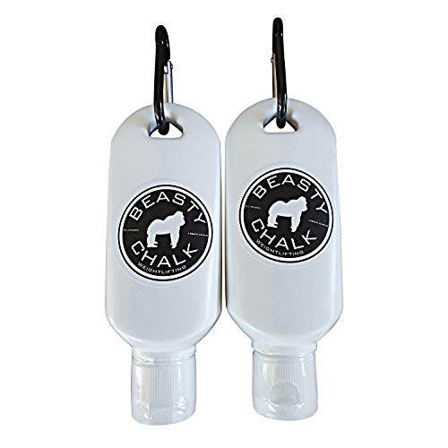 Beasty Chalk Liquid Chalk Combo Pack 2-Pack (60ml Each) Grip Enhancer with Carabiners for Weightlifting Climbing Gymnastics & More Long-Lasting No-Mess Fast-Drying Formula