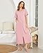 Ekouaer Women Robes Zipper Front Short Sleeve Full Length Housecoat with Pockets Loungewear Pink,2XL