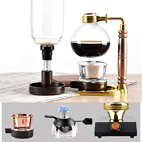 XYLXJ Siphon für 3 Tassen, Siphon, Kaffeemaschine, japanischer Stil, Vakuum, Glas, Siphon, Topf, Perkolatoren, Gold… – Bild 4