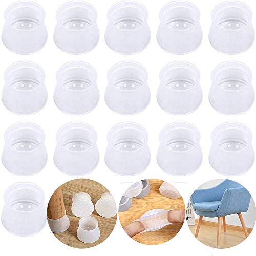 Protectores de silicona para patas de silla, antideslizantes, redondos, cuadrados, protectores de suelo para muebles, evita arañazos y ruidos, 16 piezas transparentes
