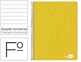 Cuaderno espiral liderpapel folio write tapa blanda 80h 60gr horizontal con margen color amarillo