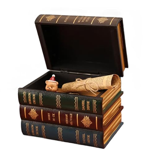 Tissting Boîte Décorative en Forme de Livre 16 x 11x 13cm Boîte de Rangement de Faux livres avec Couverture Texturée Vintage, Boîte Décorative pour la...