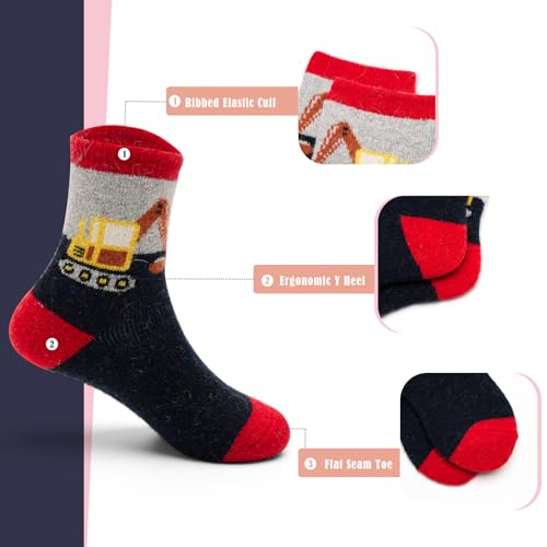 Yoille Boys Wool Socks Kids Winter Warm Socks Thicken Thermal Crew Socks for Boys 6 Pairs4