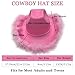 ZEBSF 2 Sets of Pink Feathers Cowgirl Hat with Heart Sunglasses - Pink Cowboy Hat for Women Girls Cowgirl Outfits Bachelorette Western Disco Party Halloween Costume Accessories