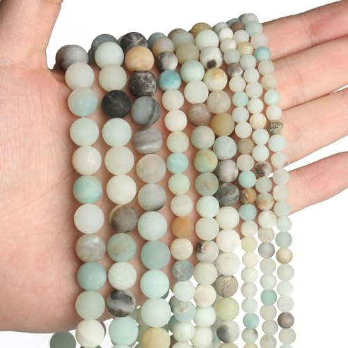 HERZWILD 240 Stück Natürliche matte Amazonit perlen Edelstein Perlen Runde Edelsteinperlen mit Loch zum Schmuck Basteln Auffädeln DIY Armband Halsketten Schmuckherstellung (Amazonit(matt)-6mm)