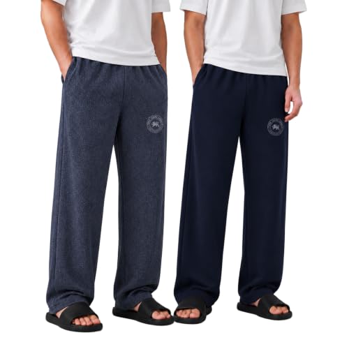 Image of Pepe Jeans Cotton Rich Solid Trackpant, Lounge Pant, Sportswear for Men - XL (Pack of 2)