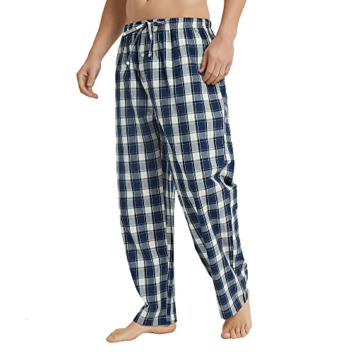 Vulcanodon 2 Pack Men's Cotton Pajama Pants, Soft Woven Pajama Pants for Men Plaid Pj Bottoms4
