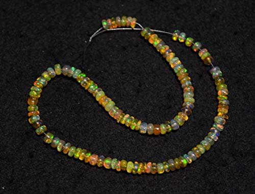 WORLD WIDE GEMSBEADS GEMSTONE 9 Inches Strand Ethiopian Opal Beads, Welo Opal, Opal Plain Rondelles, 4 mm Code-HIGH-31894