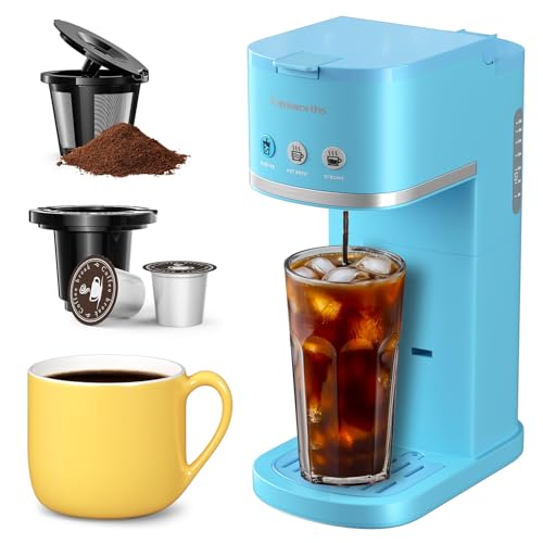 Famiworths Single Serve Coffee Maker, Iced and Hot Coffee Machine for K Cup & Ground Coffee, 6 to 16...
