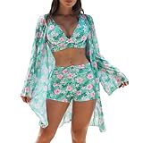 QJDFLL Neuer geteilter Badeanzug für Damen sexy Bikini Badeanzug(Grün,XL)