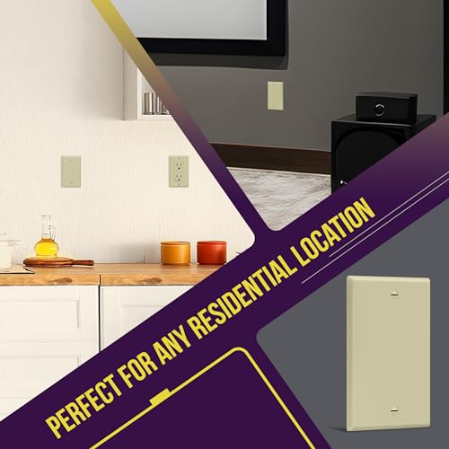 Image of ENERLITES Blank Device Wall Plate, Gloss Finish, Standard Size 1-Gang 4.50 inch x 2.76 inch, Polycarbonate Thermoplastic, 8801-I-10PCS, Ivory (10 Pack)