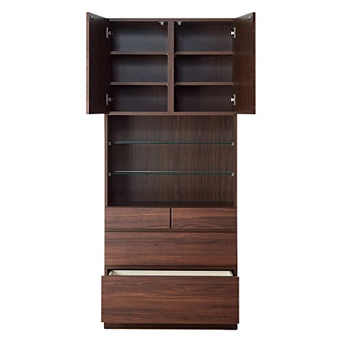 ディノス 本棚 ラック シェルフ コレクションケース ディスプレイラック 飾り棚 美しくしまうハイクラス壁面収納シリーズ 収納庫 LED付きオープン 引き出し 幅78cm(サイズはありません イ:ダークブラウン)