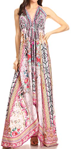Image of Sakkas Lizi Womens Maxi High-Low Halter Handkerchief Long Dress Beach Party
