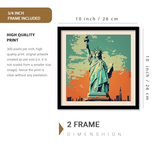Image of kotart Modern Art City Vibes Wall Decor - Retro Travel Theme Wall Poster with Frame for Room Office Living Room Hotel Home Decor - Photo Frames - Framed Posters / Paintings Set of 8 (Art 2, Small(10x13 or 10x10 inch), Framed)