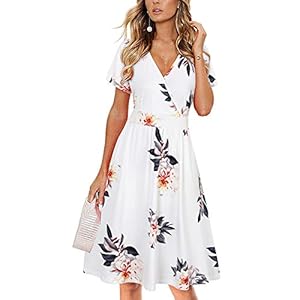 VOTEPRETTY Women’s Short Sleeve V Neck Wrap Dress Summer Casual Floral Sundress with Pockets