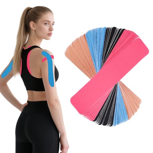 Kinesiotapes, 60 Pcs Kinesiologie Tape Sport Streifen Precut (25cm X 5cm), Physio Tape Kinesio Tapes Sporttape Taping Band Für Muskelunterstützung, Knieschmerzen, Ellenbogen Und Schulter